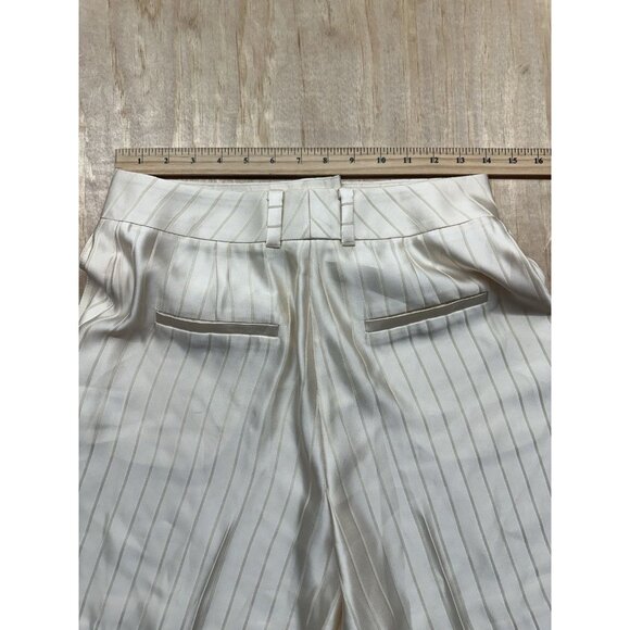 Reiss Lilea Satin Shorts Ivory Sz 6 Cream Pinstripe High Rise Classy Tailored - Picture 7 of 7